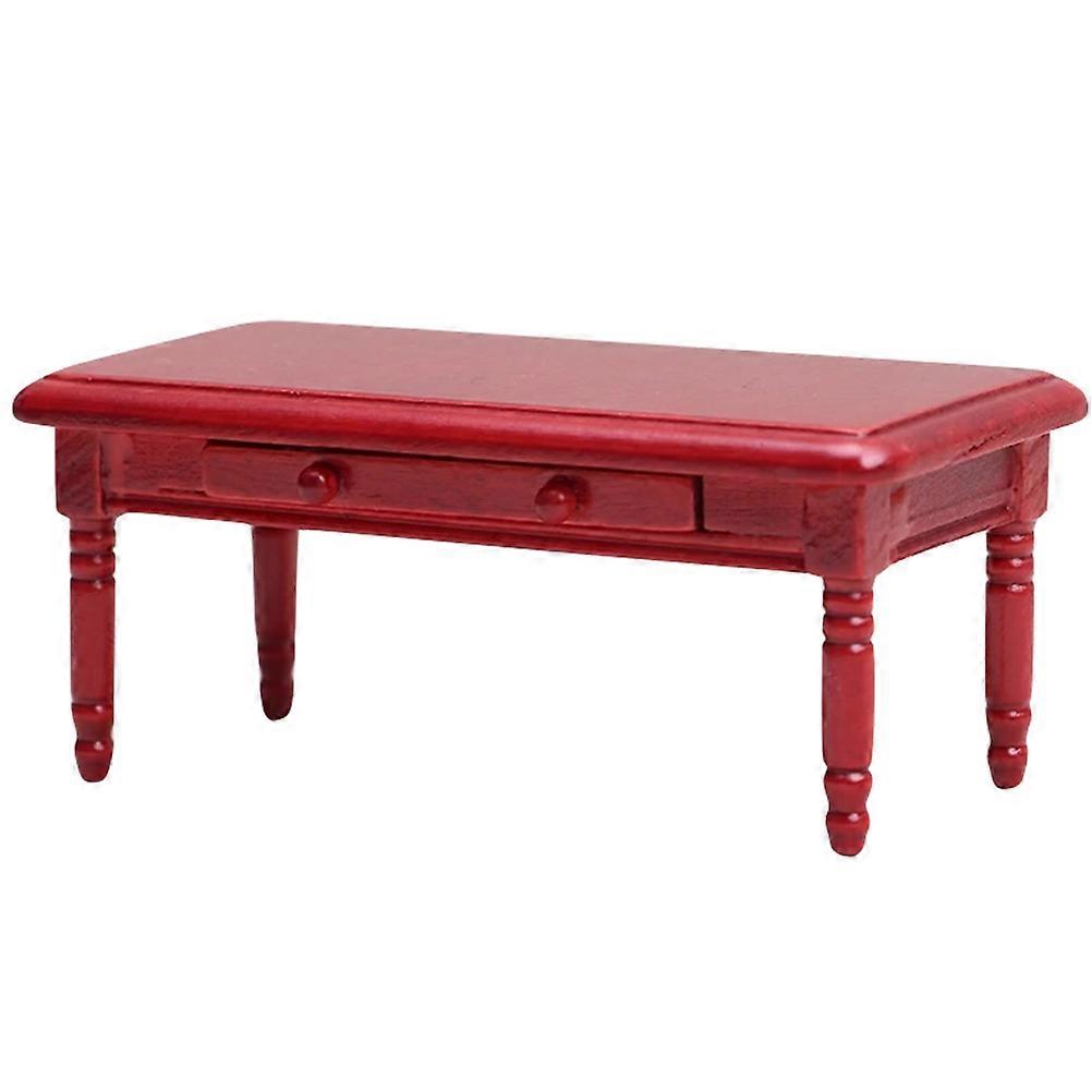 Charming Red Miniature House Table Made of Durable Wood for Decorative Use 7 Inch