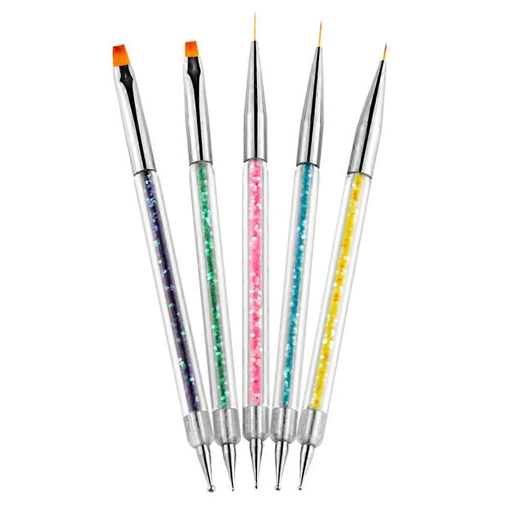 Assorted Color Nail Art Manicure Pens 5pcs Set Durable Plastic for DIY and Professional Use