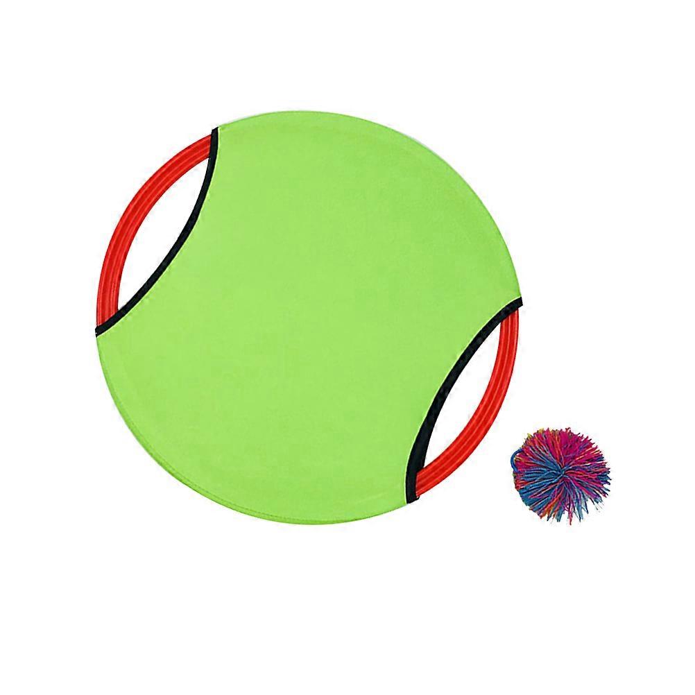 Trampoline Paddle Ball Game with Green Flying Disc for Kids Playing at Home Indoor Outdoor Synthetic Material
