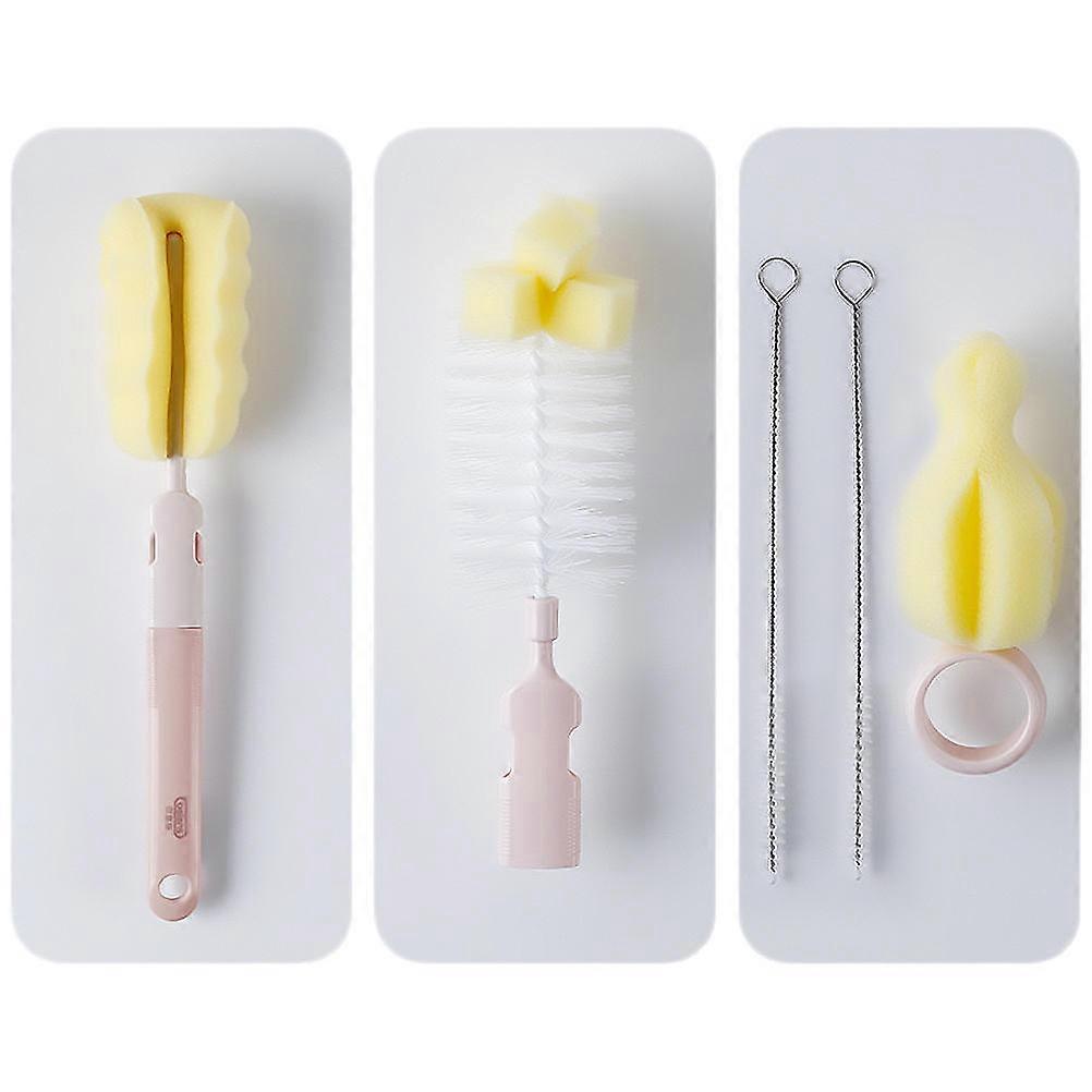 Pacifier Cleaning Brush With Long Handle For Parent Use In Bottle Cleaning And Hygiene Pink 1 Set