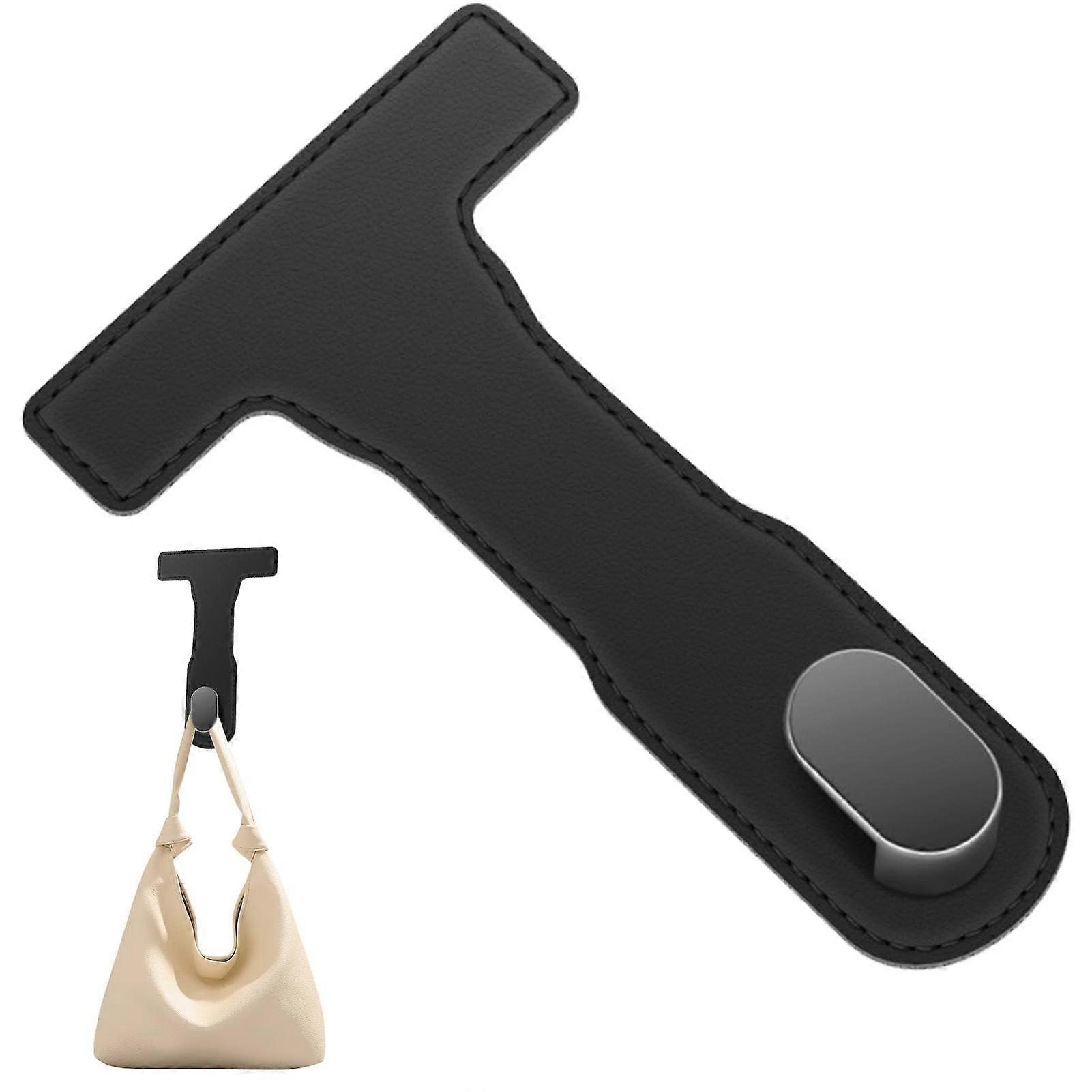 Foldable Leather Purse Hooks for Car Storage Solution Black