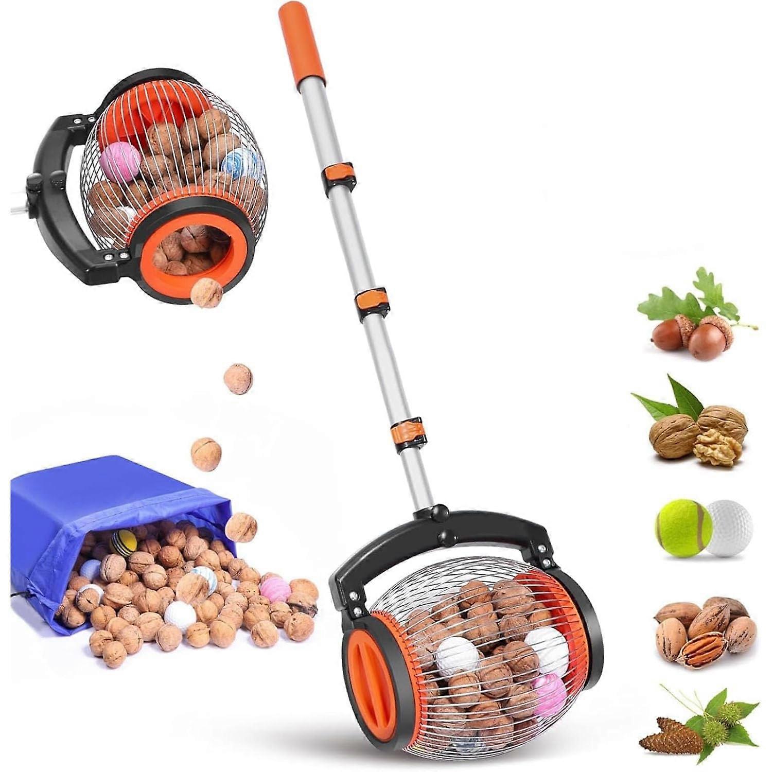 Manual Rolling Nut Collector with Telescopic Pole for Home Nuts Collecting
