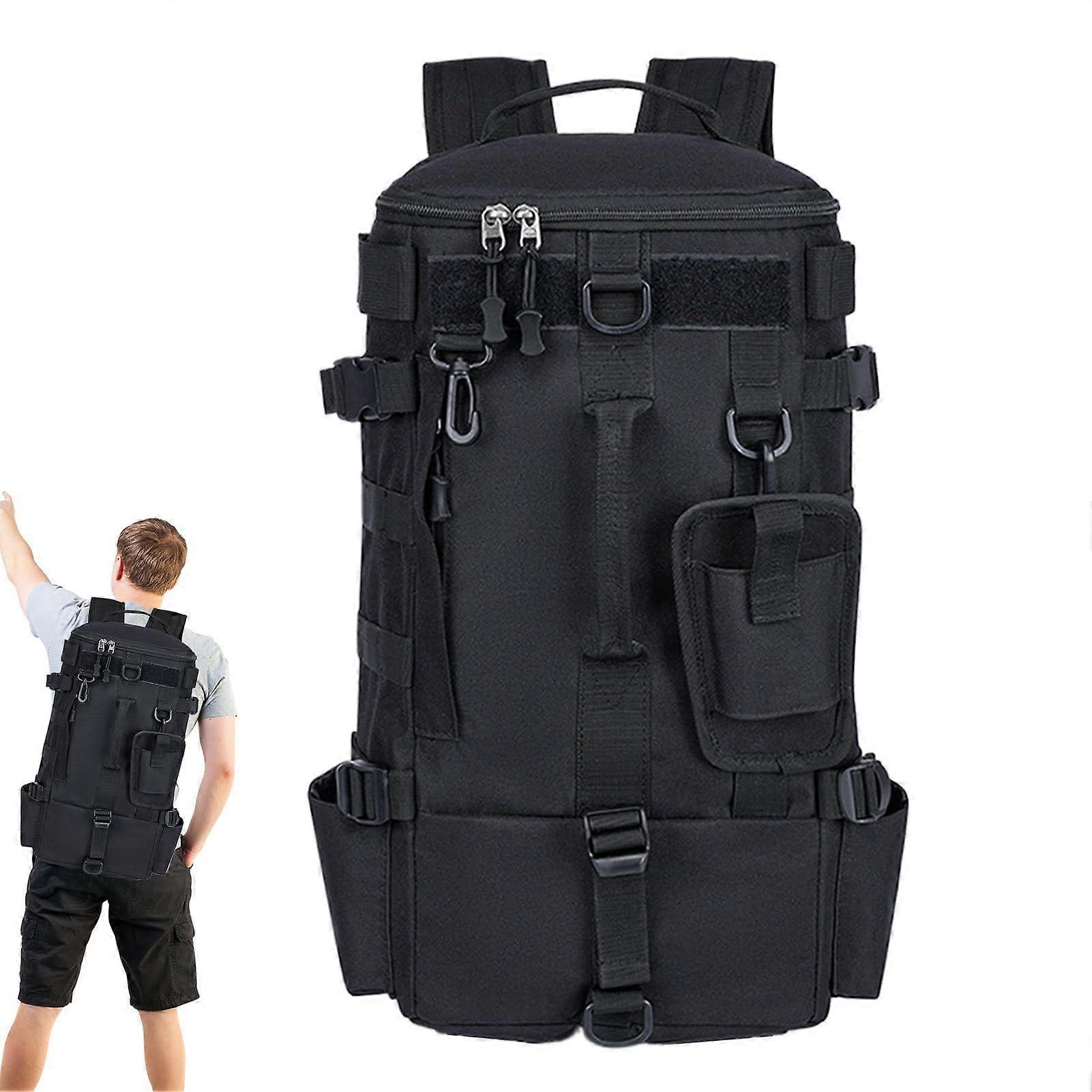 Angler backpacks, backpack with rod holder and bait storage, waterproof hiking backpack for beach picnics, camping weekends, and kayak tours, black.