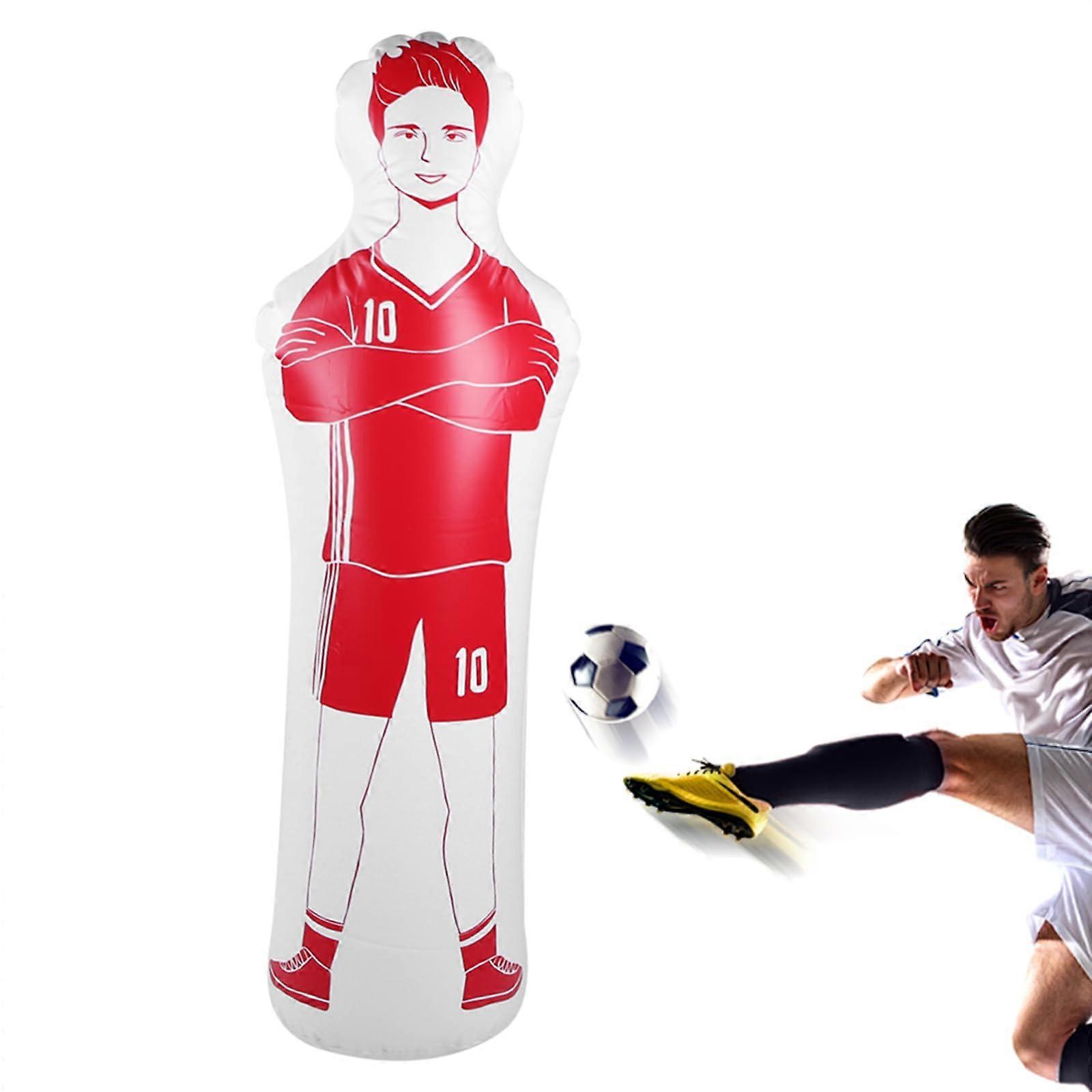 Soccer Inflatable Dummy Tumbler Punching Bag, PVC 40x160cm for Training Red