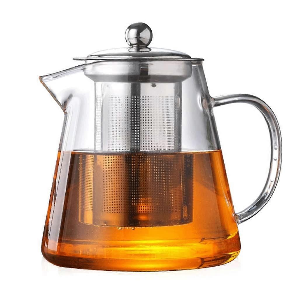 Théière en verre transparent pour thé en vrac avec couvercle filtrant – Taille unique, couleur A, motif floral, matériau durable