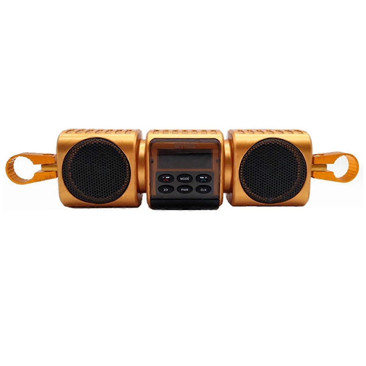 Motorcycle Speakers with Built-in Amplifier Wireless USB & AUX Inputs FM Radio 12V Metal MP3 Player