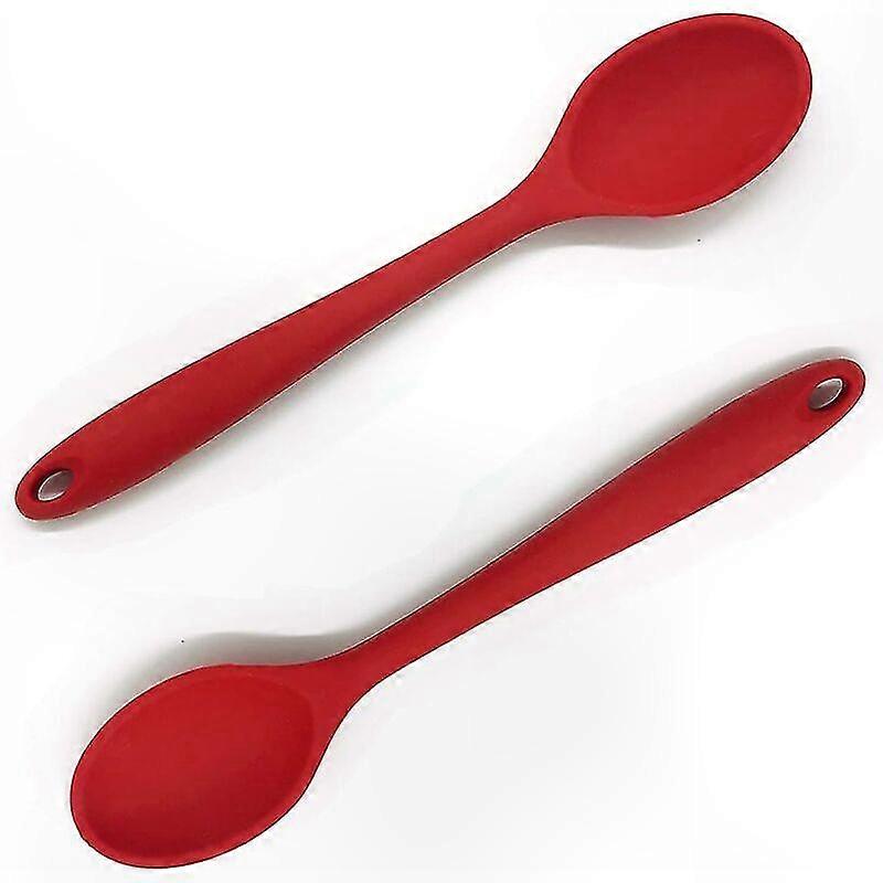2 Piece Silicone Spoon Set, Nonstick Coated, for Cooking, BPA Free for Stirring, Scooping, Mixing and Serving (Red),27*8.5cm