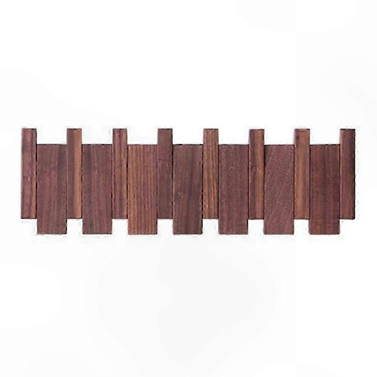 Walnut Finish 6-Hook Wall Mounted Coat Rack for Clothes and Accessories Storage Solution hwy