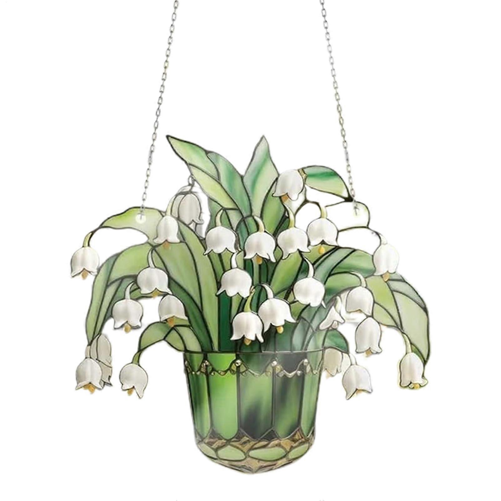 Sun Catchers 9/15 Cm Two Pieces Acrylic Lily Of The Valley Stained Glass Window Decor