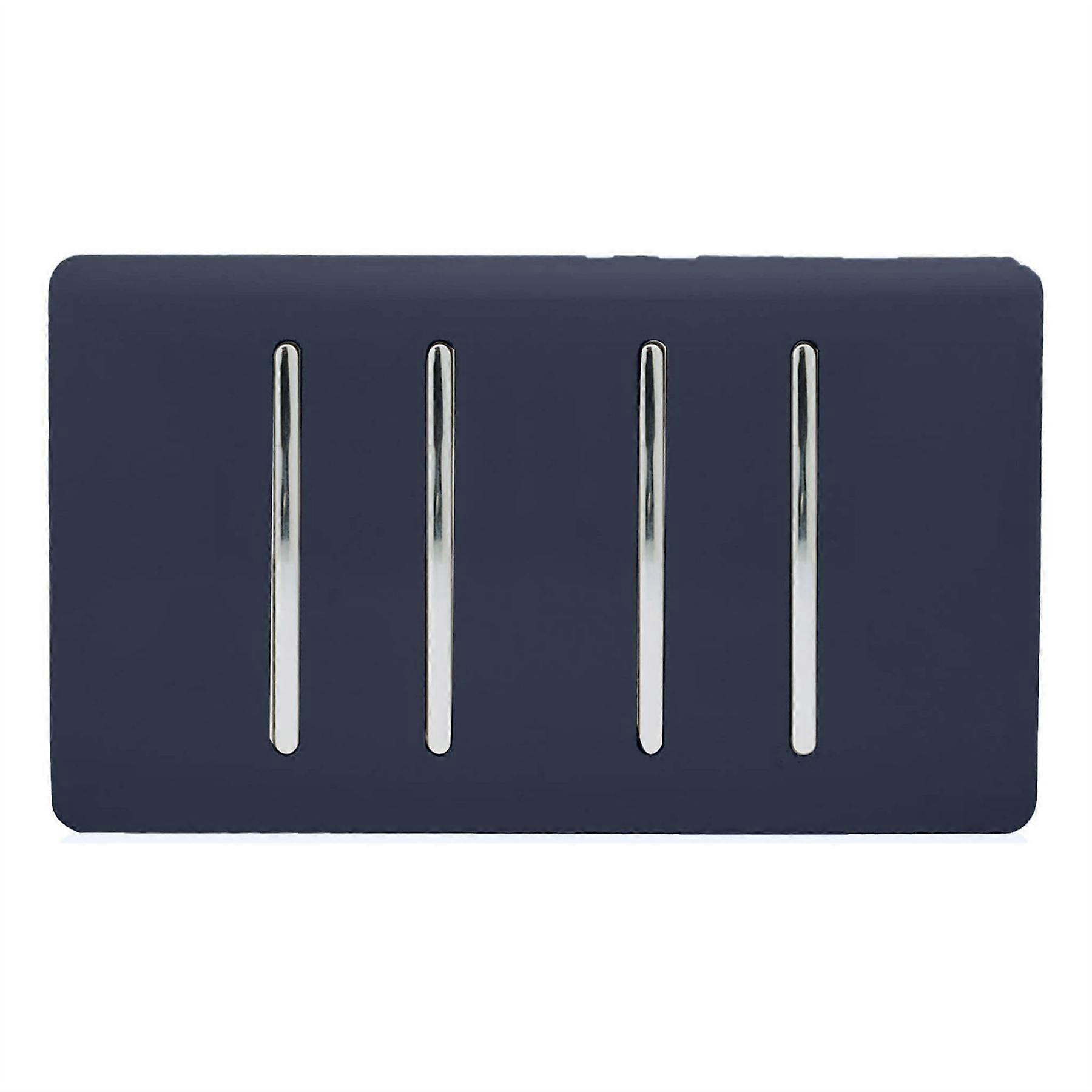 Trendi 4 Gang (2 Way & 3xIntermediate) Glossy 10 Amp Rocker Light Switch Navy