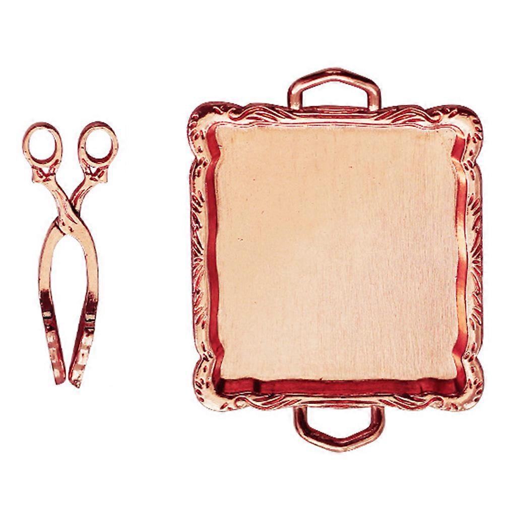 Mini Bread Tray Photography Prop for Children Rose Gold Zinc Alloy with 1 Set