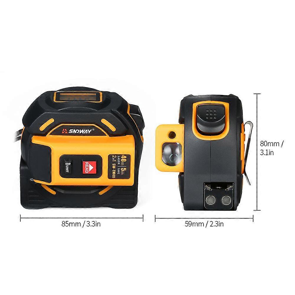 SNDWAY Digital Laser Distance Meter Units Switchable Rangefinder Handheld Infrared Range Finder 2 in 1 5m Measuring Tape 40m Laser Ruler with LCD Disp