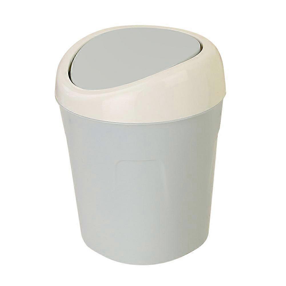 Plastic Mini Desktop Waste Trash Rubbish Can with Lid Portable Table Storage Container(Blue)
