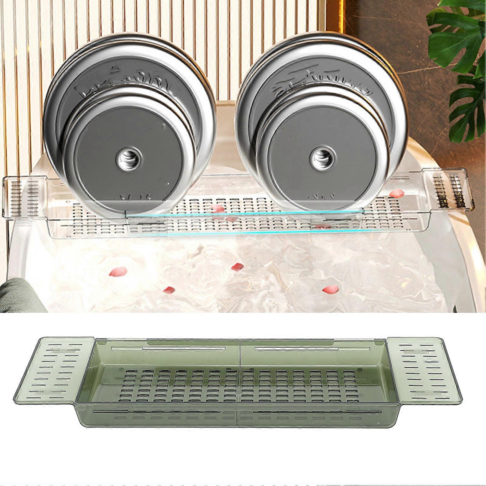 Extendable Bathtub Tray Table 80cm Waterproof Green Shelf