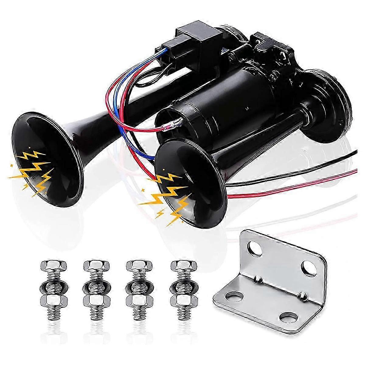 2 trompet treinhoorn kit 12V 150dB met compressor