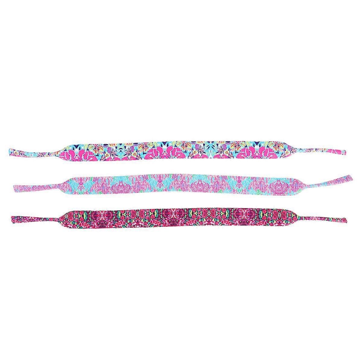 Universal Neoprene Glasses Straps 3Pcs For Eyeglasses Swimming And Skiing Activities Vibrant Printed Style With Durable Anti-Slip Function