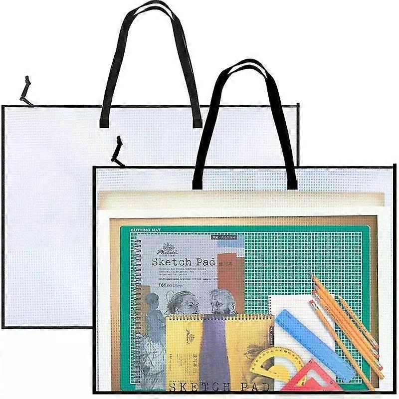19x25 Inch Art Portfolio Bag with Handle & Zipper Vinyl Mesh Folder Organizer for Bulletin Boards Scrapbooks Posters Durable