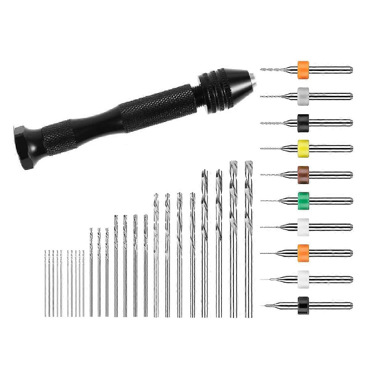 Professional Pin Vise Hand Drill Bits Mini Twist Drill Bits Set0.5-3.0mm Precision Hand Drill Bit Rotary Tools Set of 36