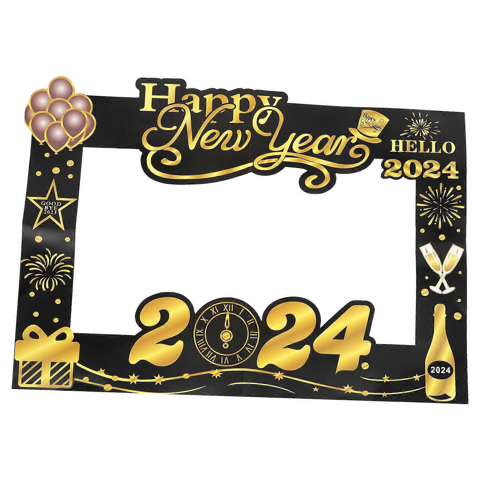 2024 New Year Photo Booth Frame for Party New Year Party Photo Props Paper Frame