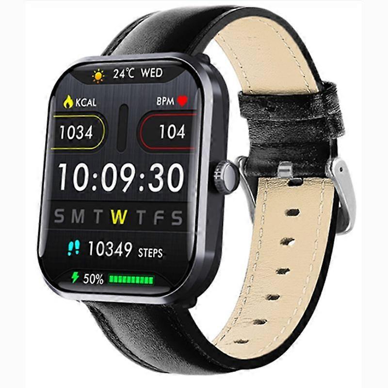 Smartwatch with Heart Rate, Blood Pressure, and Temperature Monitoring, Notification Push, and Non-Invasive Blood Sugar Measurement(Black)