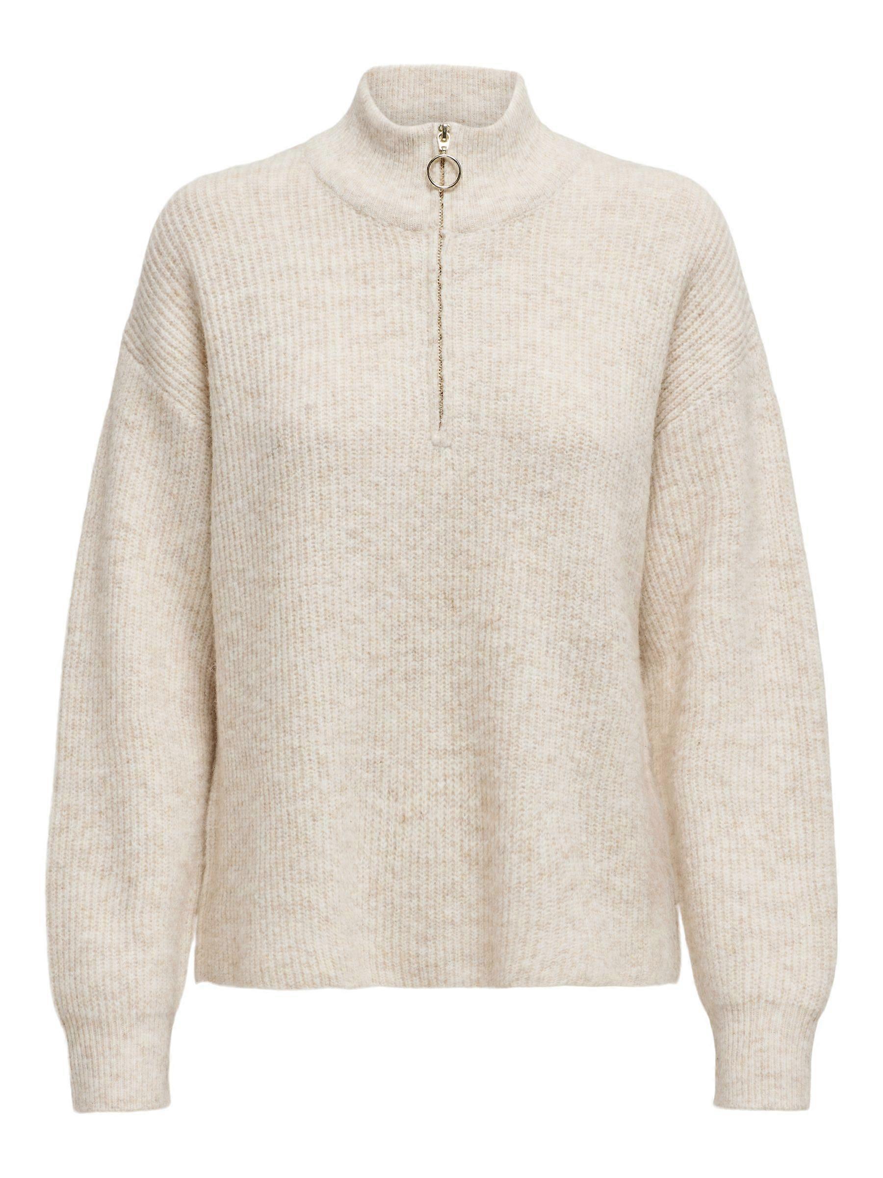 ONLY Damen Strickpullover mit Zipper und Stehkragen