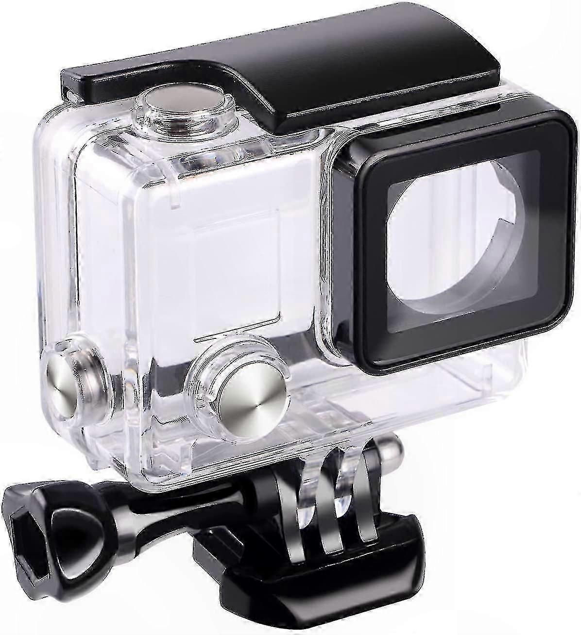 Underwater Protective Case with Lens for Action Cameras, Compatible with Mounting Screws and Base, Waterproof Design for Outdoor Adventures