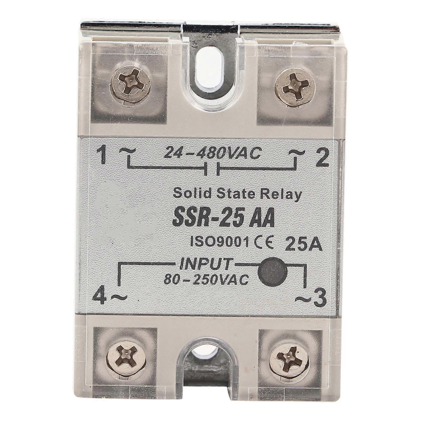 Solid State Relay Module SSR25 AA 25A, Input ACAC 80-250V AC, Output 24-480V AC