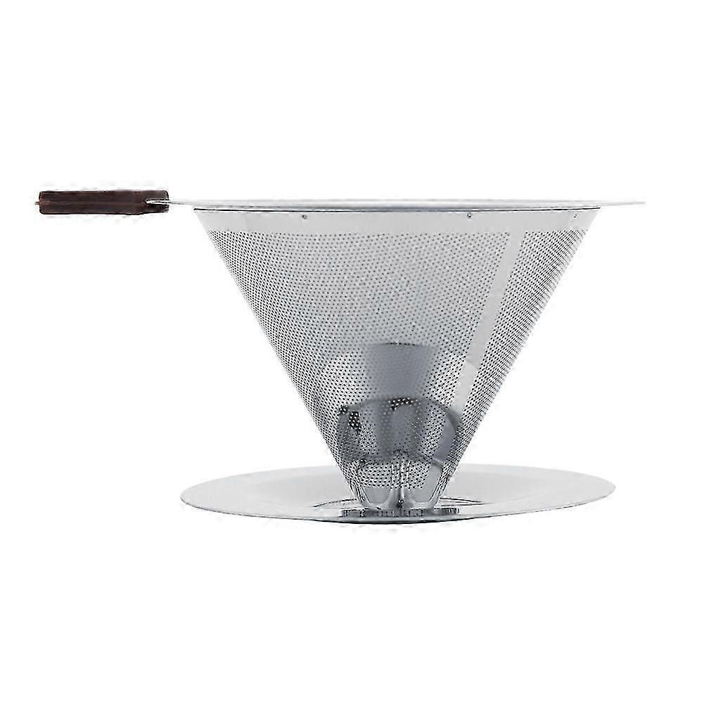 Double-layer reusable stainless steel coffee filter with cup holder