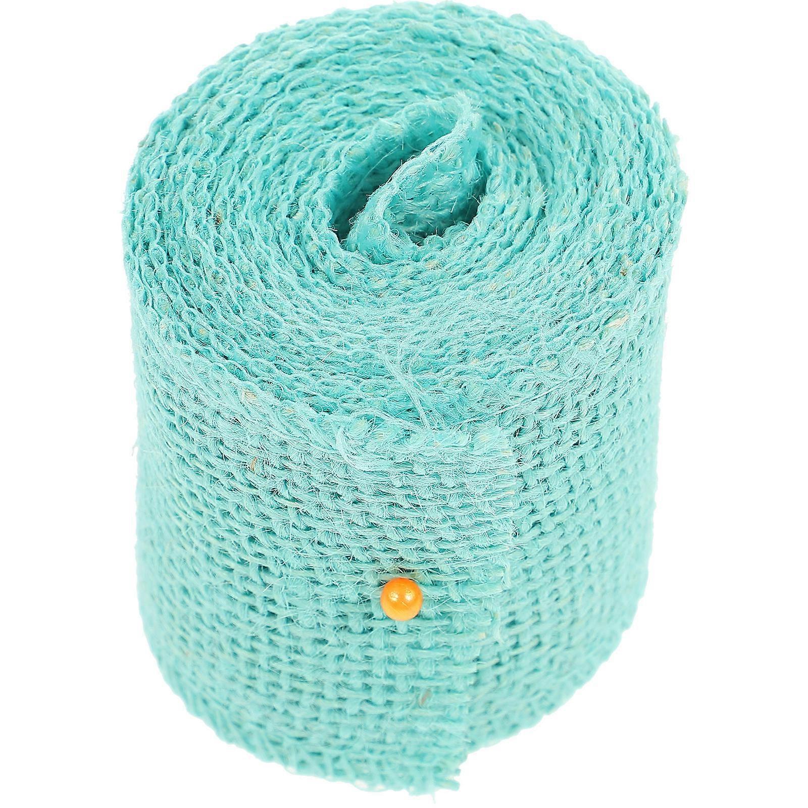 Jute Burlap Ribbon Roll for Christmas Decoration 2m Sky Blue Color
