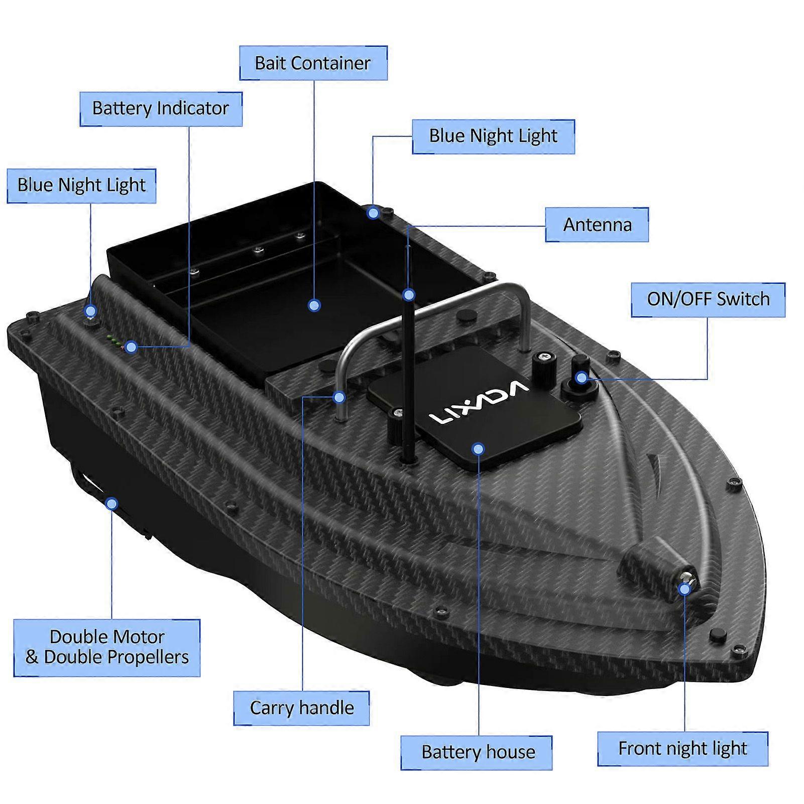 GPS Fishing Bait Boat with Large Bait Container Automatic Bait Boat with 400-500M Remote Range