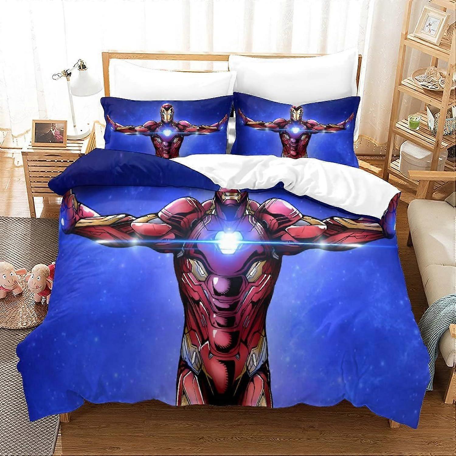Duvet Cover Set Double Iron Man Printed Duvet Covers Bedding Set for in Kids Teens Adults Soft Hypoallergenic Quilt Cover with Pillowcase with Zipeer 