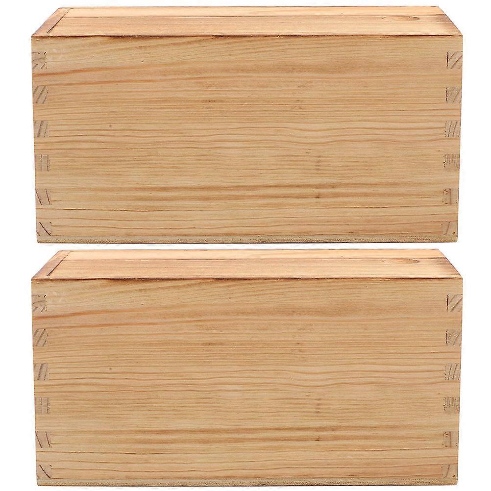 Wooden Jewelry Box Unfinished Box With Lid Rectangular Shape Women 2Pcs