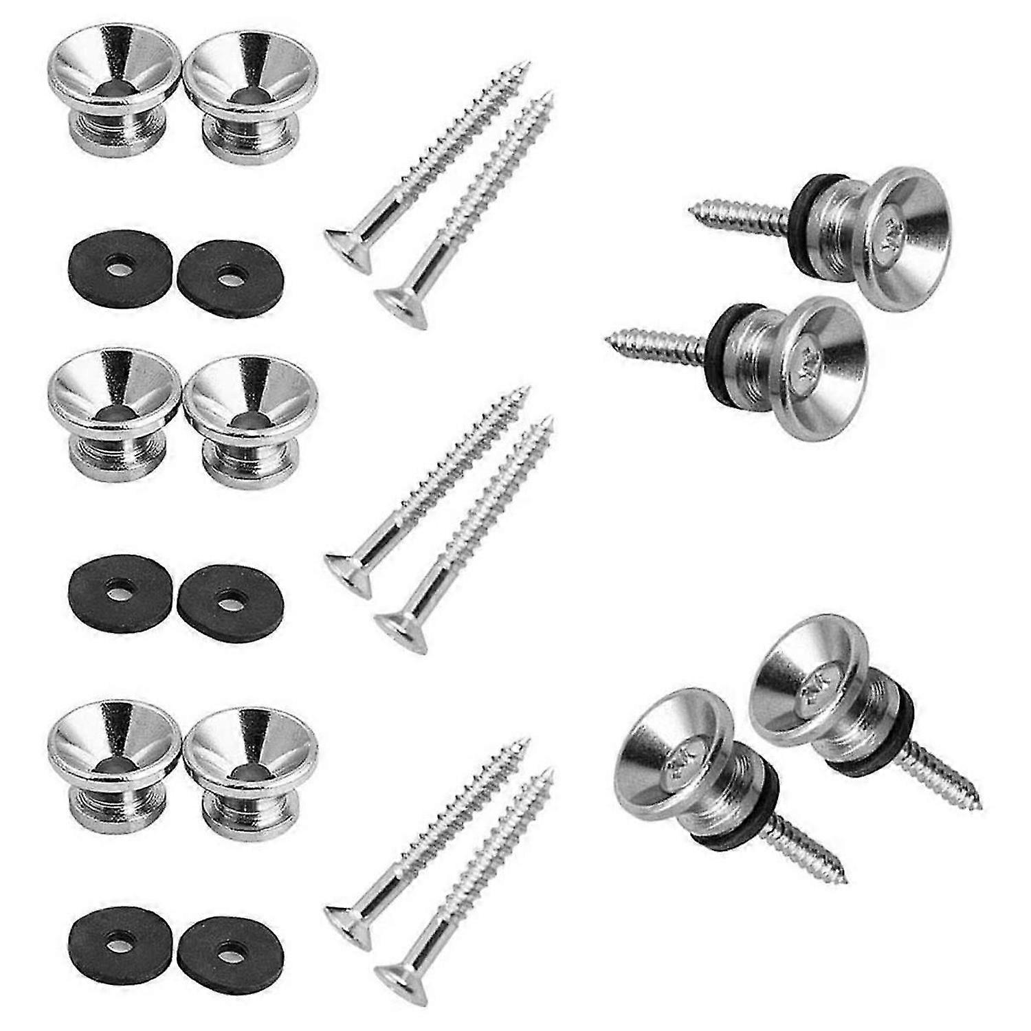 10Pcs Metal Strap Buttons End Pins with Mounting Screws for Ukulele