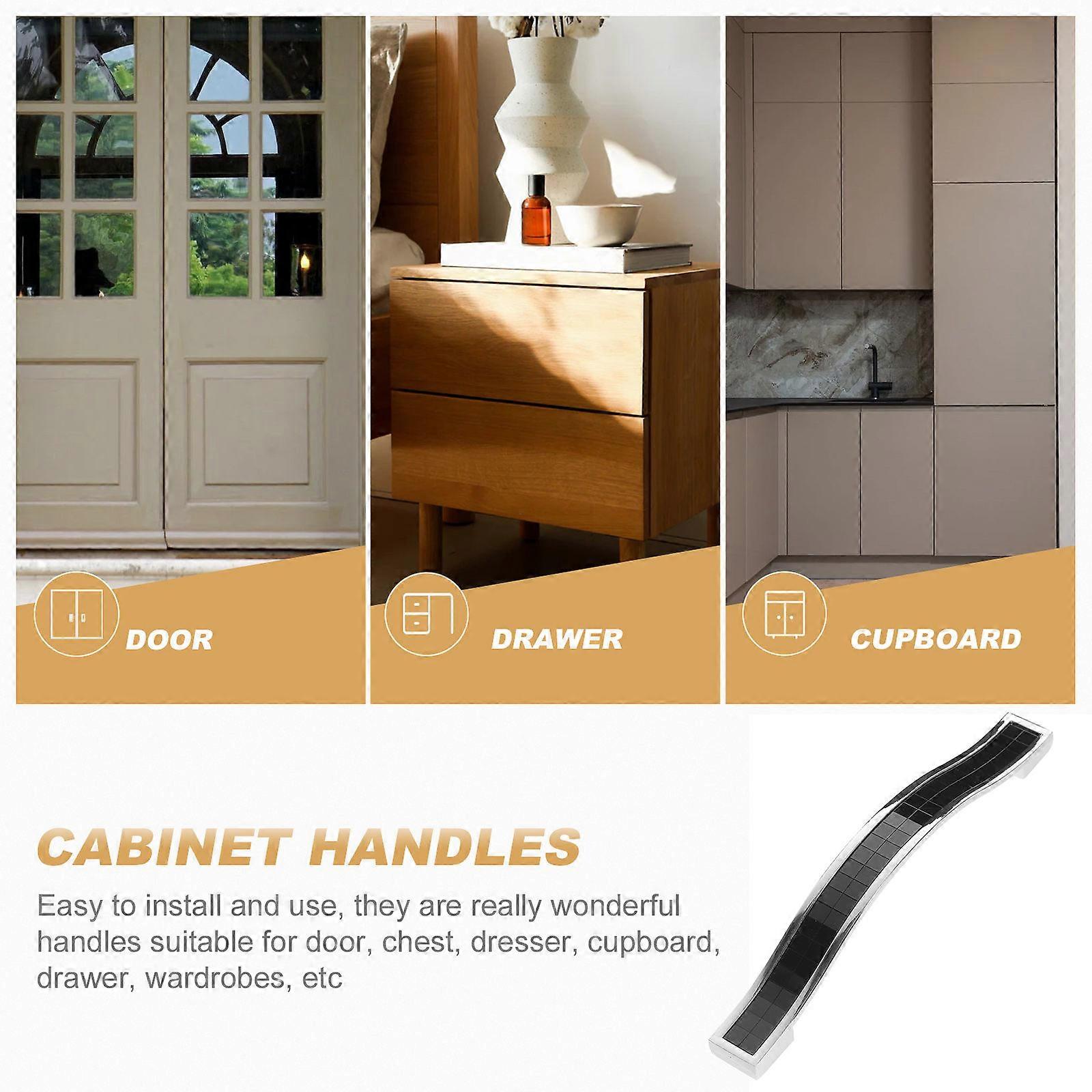 Cleaning Black Crystal Drawer Pull Handle 6Pcs for Cabinets