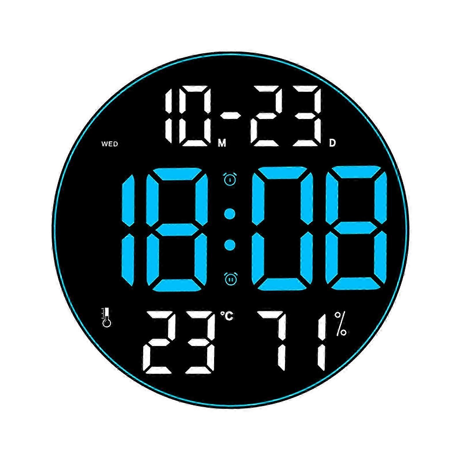 Multifunctional Digital Wall Clock 12inch LED Large Screen Clock with Alarm Clock Moderate Temperature Function  magenta