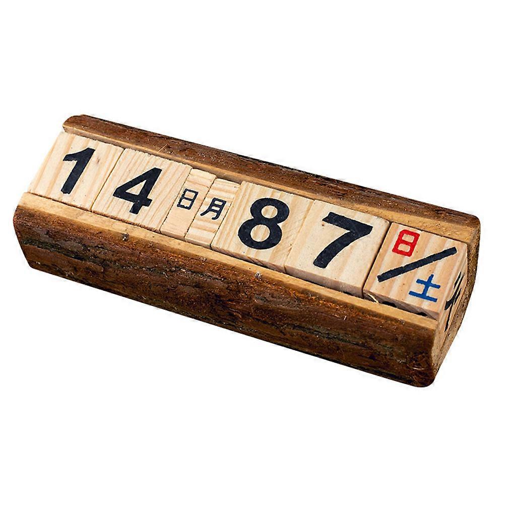 Wooden Date Display Creative Table Calendar Manual Calendar 2Pcs