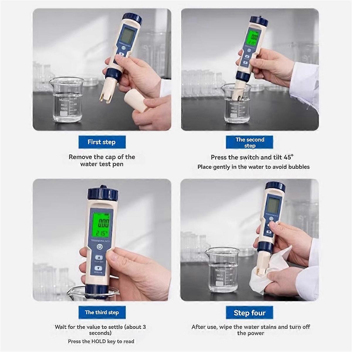 5 in 1 EC TDS Salinity Temperature PH Meter Water Quality Tester