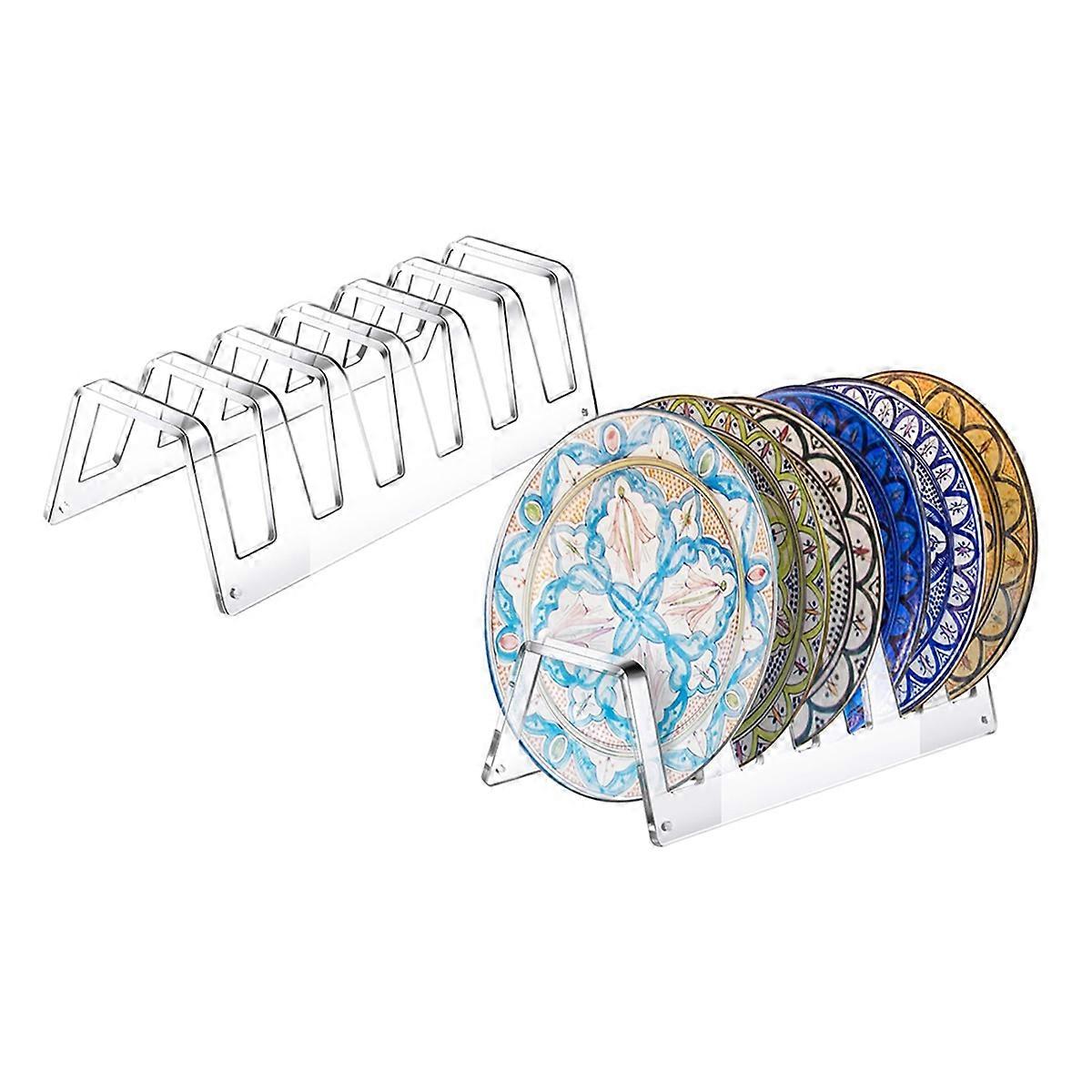 Acrylic Plate Display Stand, 6 Tiered Clear Acrylic Holders