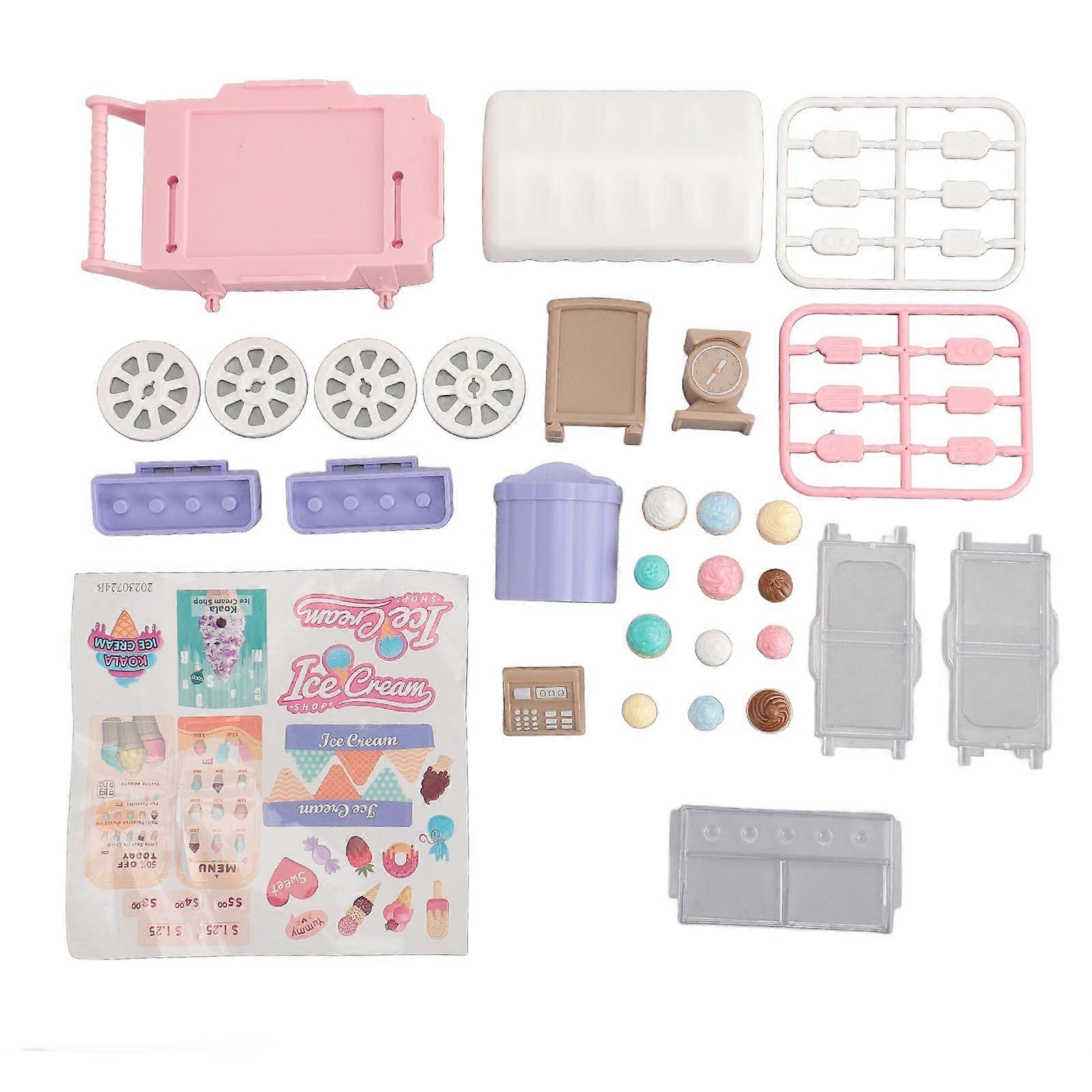 Ice Cream Cart Toys Soft Light Battery Powered Sliding Wheels Interactive Education Learn Ice Cream Shop Playset for Kids