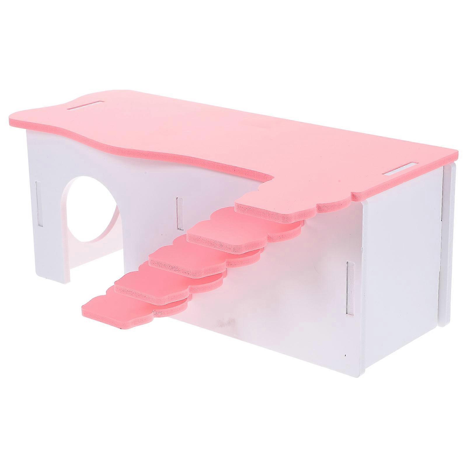 Pink Hamster Hideout Ladder House for Guinea Pig Rest 4Pcs Set