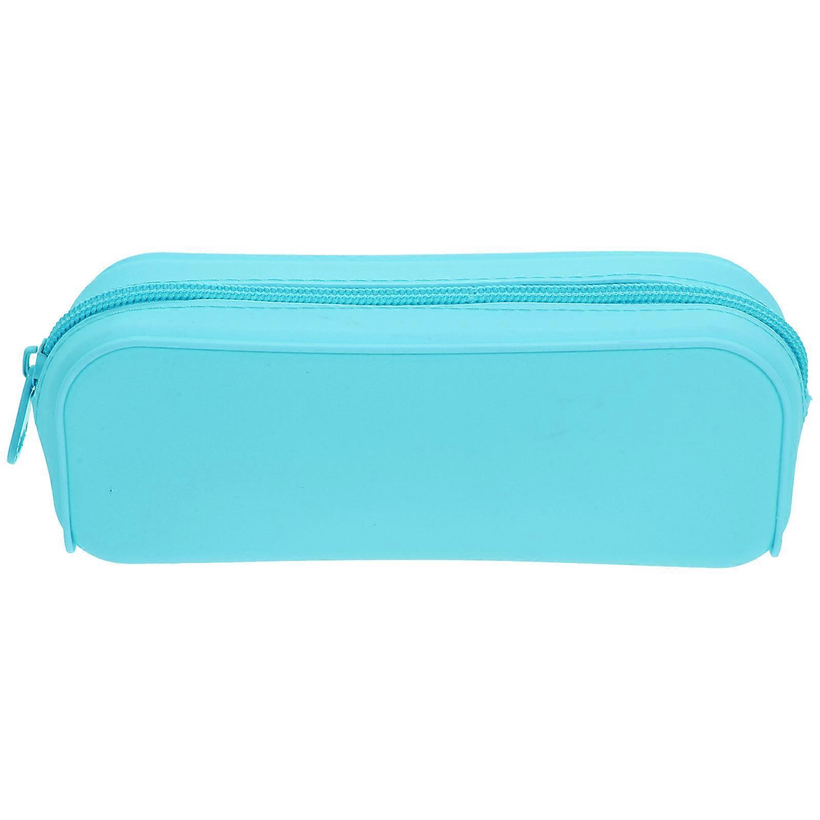 Portable Pencil Case Silicone Pouch for Stationery Storage 4Pcs Sky-Blue