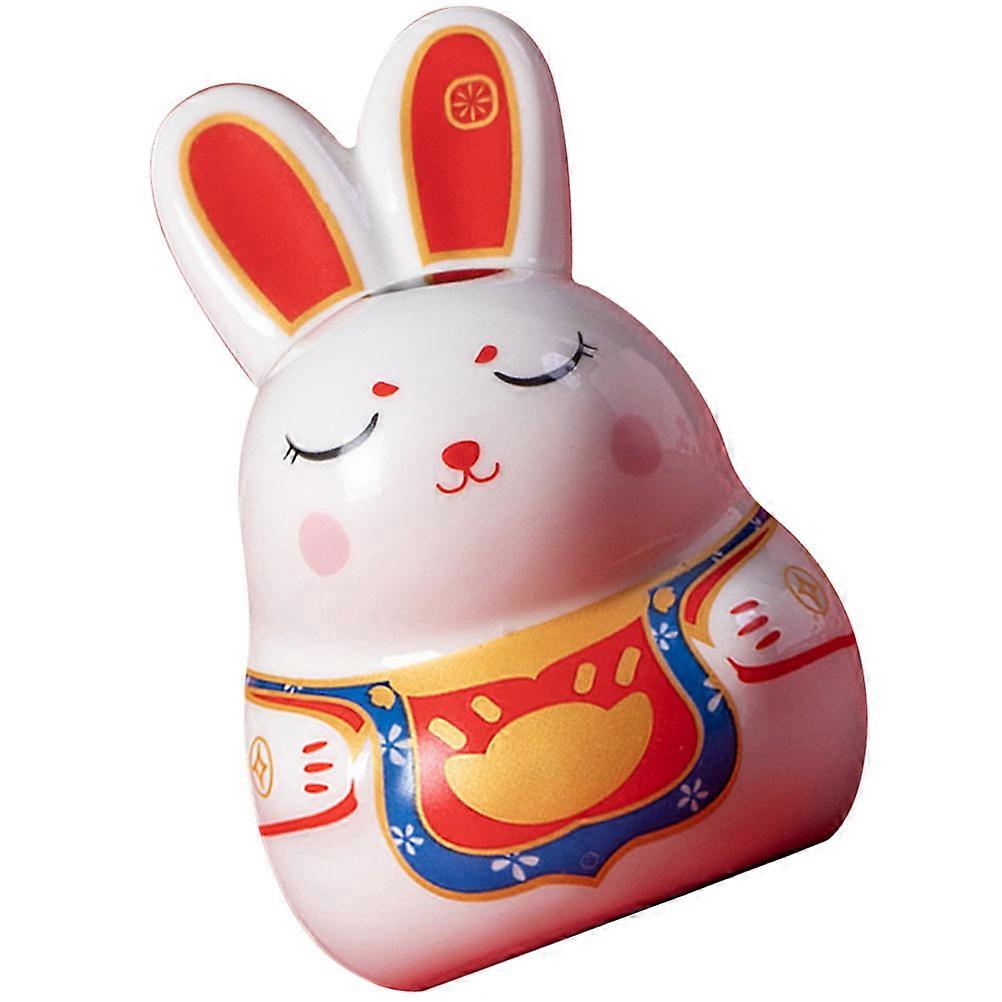 White Ceramic Rabbit Ornament for Decor 3Pcs Desktop Decorations