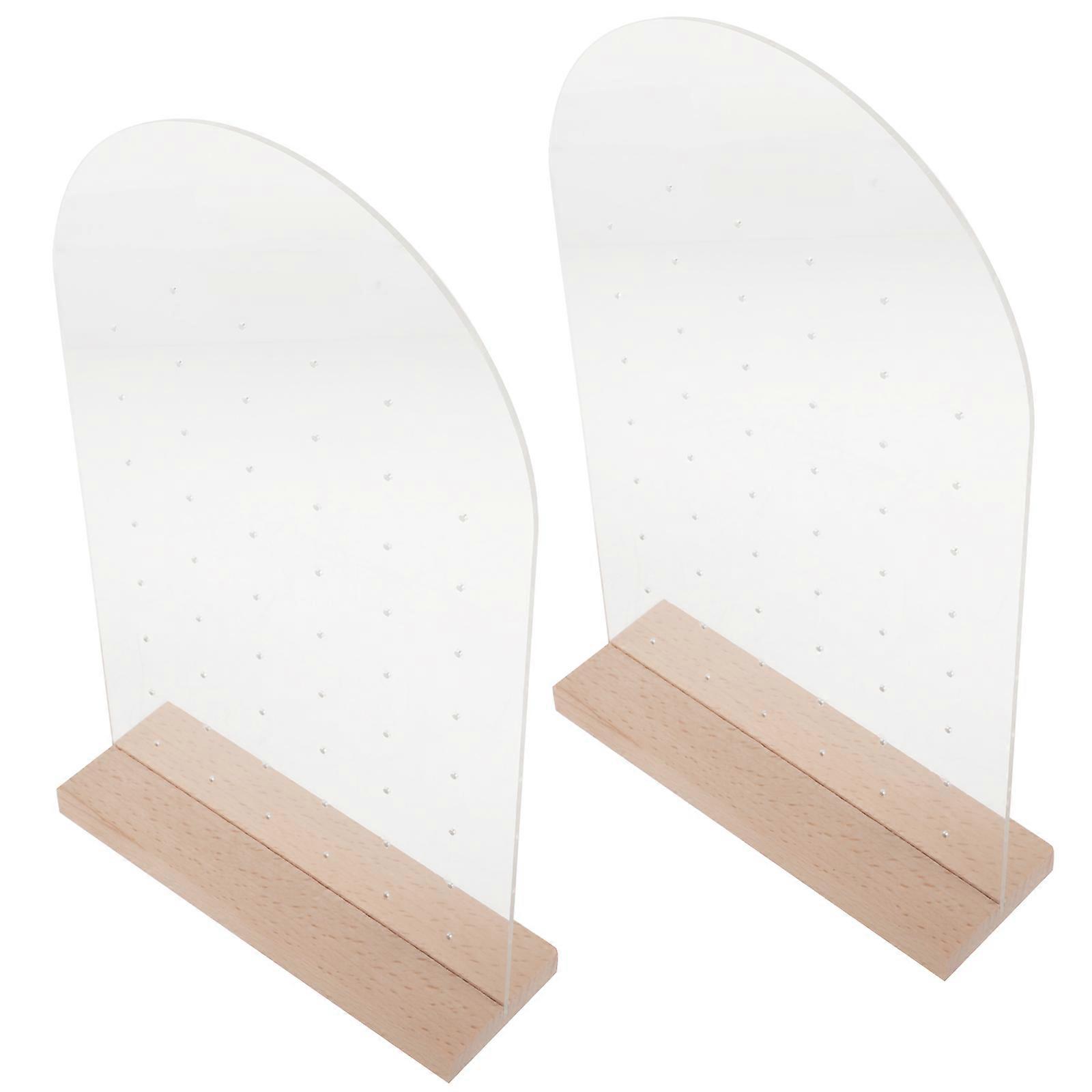 Wood Base Acrylic Earring Display Stand for Storage Use 6Pcs