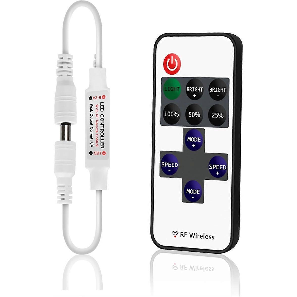Mini Wireless Remote Controller for Single Color 3528 5050 LED Strip Lights, with DC Connector,for 5