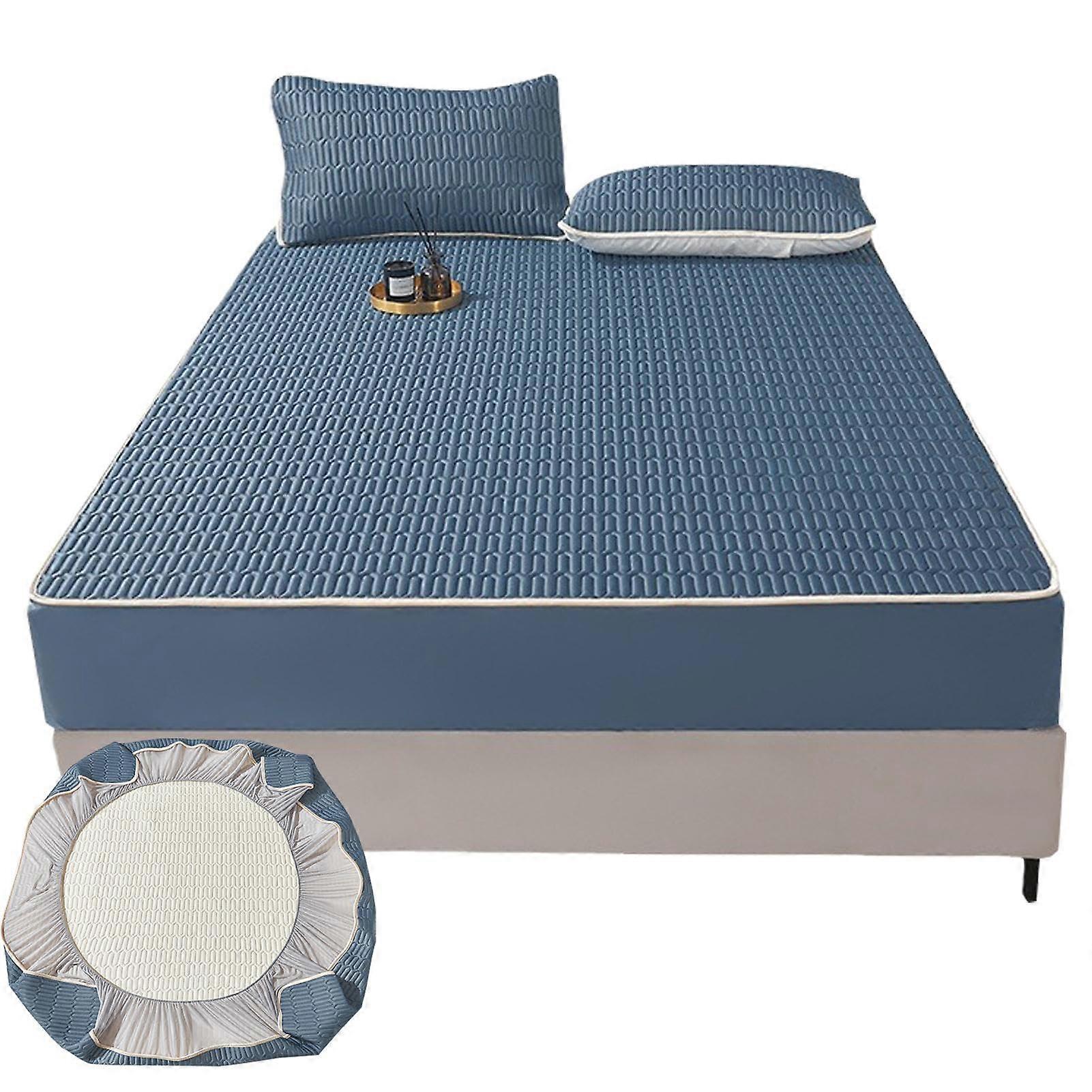 Latex Sheets Summer Ice Silk Flat Sheet And Latex Summer Mat For Naked Sleeping Size M Washable Bedding Set