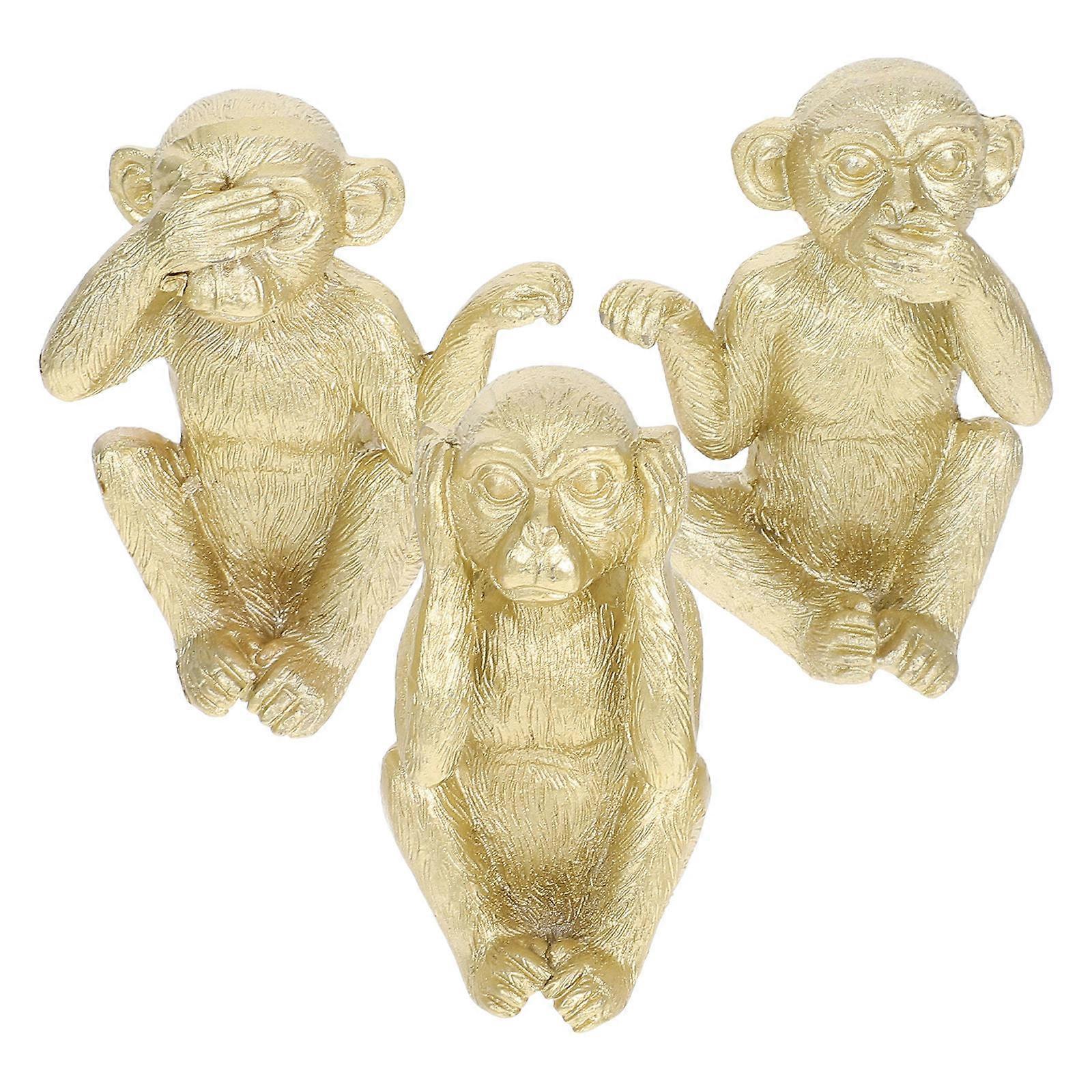 Golden Resin Monkey Statue for Decoration 12Pcs Resin Craft Figurines