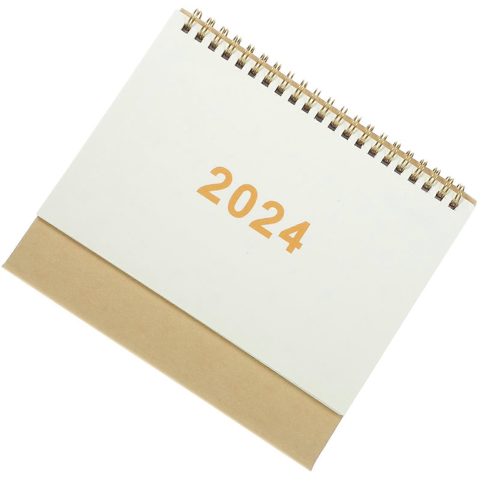 Decorative Spiral Binding Calendar for Office Desk 4Pcs White Paper