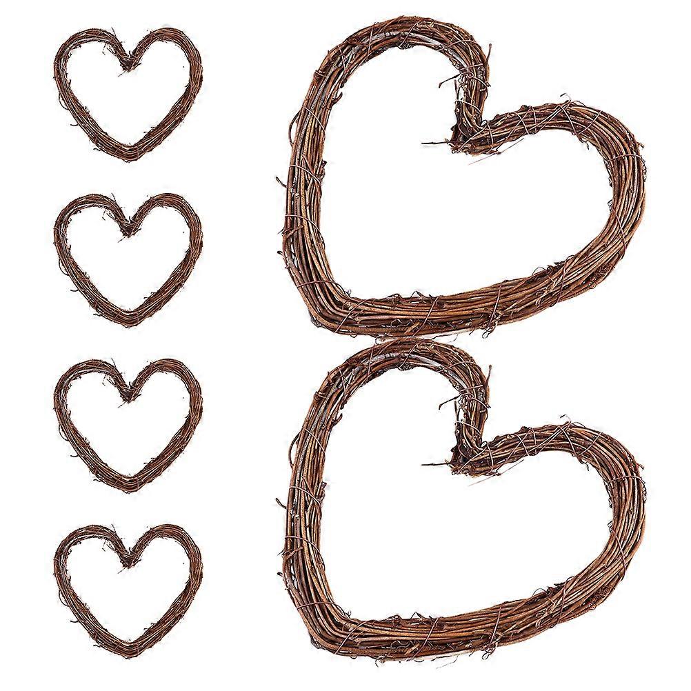 Heart Shaped Natural Rattan Wreath for Decoration 24Pcs Brown Grapevine Frame
