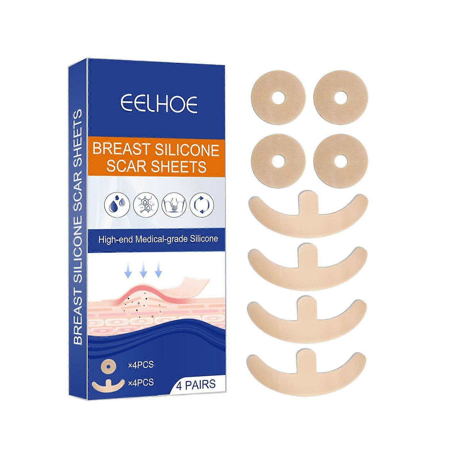 8 Pack Eelhoe Silicone Scar Removal Sheets, for Breast Reduction After Surgery Breast Scar Care