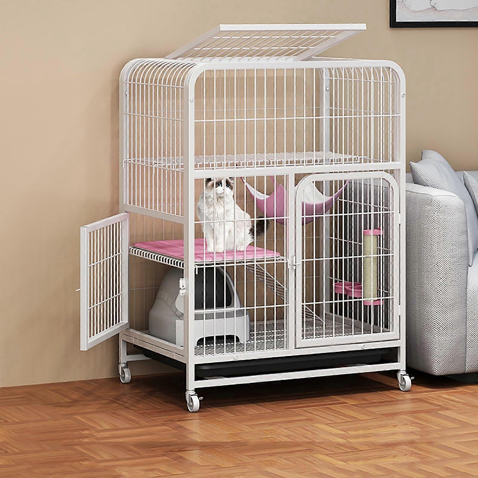 Dog Playpens for Small to Large Dogs, Metal Dog Crate with Pulleys and Removable Tray, Suitable for Training and Pets